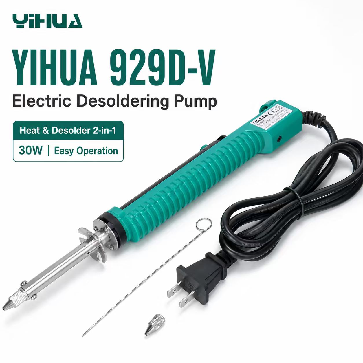 Desoldering Pump Electric Vacuum Station - YIHUA 929D‑V 30W 2'si 1 arada